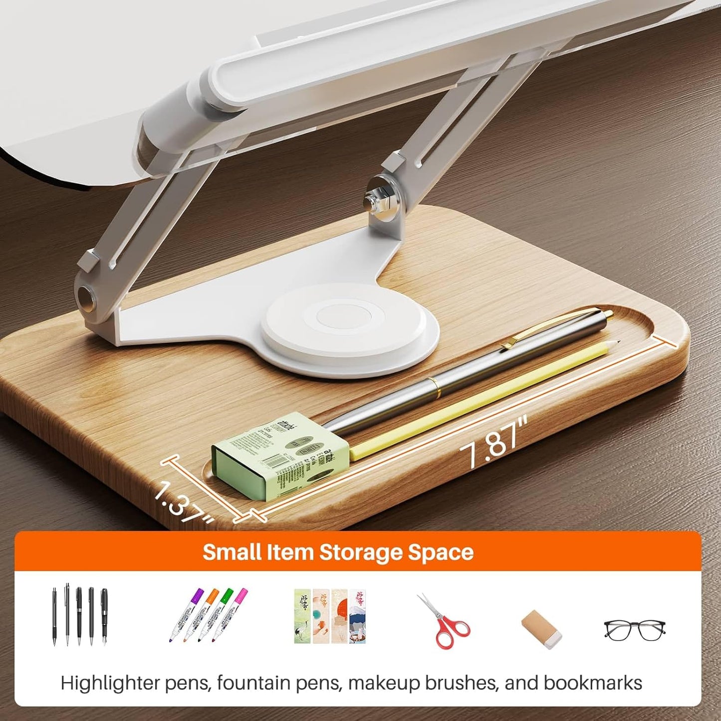 BYMECOST Acrylic Book Stand for Reading, Adjustable Book Holder with 360° Rotating Base & Elastic Page Clips, Foldable Desktop Riser Stand for Cookbook,Laptop,Tablet,Music Scores,Recipe,Textbook