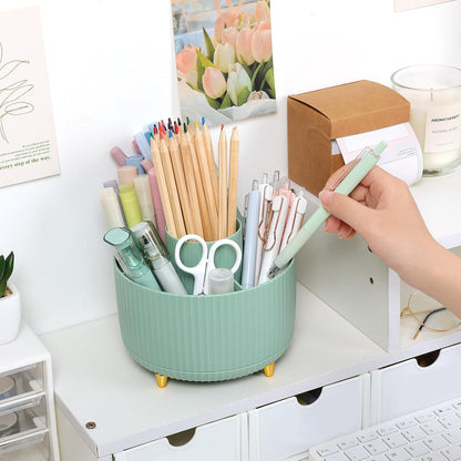 SKYDUE 360 Rotating Purple Pen & Art Supply Organizer - 5 Slot Desk Organizer for Office, School, Home