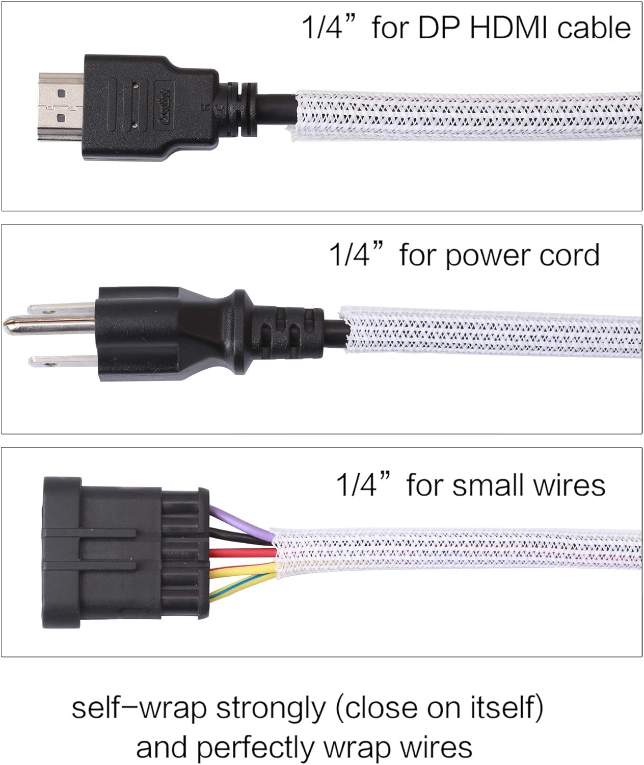 Alex Tech 10ft - 1/2 inch Cord Protector Wire Loom Tubing Cable Sleeve Split Sleeving For USB Cable Power Cord Audio Video Cable – Protect Cat From Chewing - Black