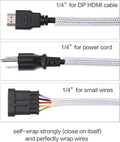 Alex Tech 10ft - 1/2 inch Cord Protector Wire Loom Tubing Cable Sleeve Split Sleeving For USB Cable Power Cord Audio Video Cable – Protect Cat From Chewing - Black