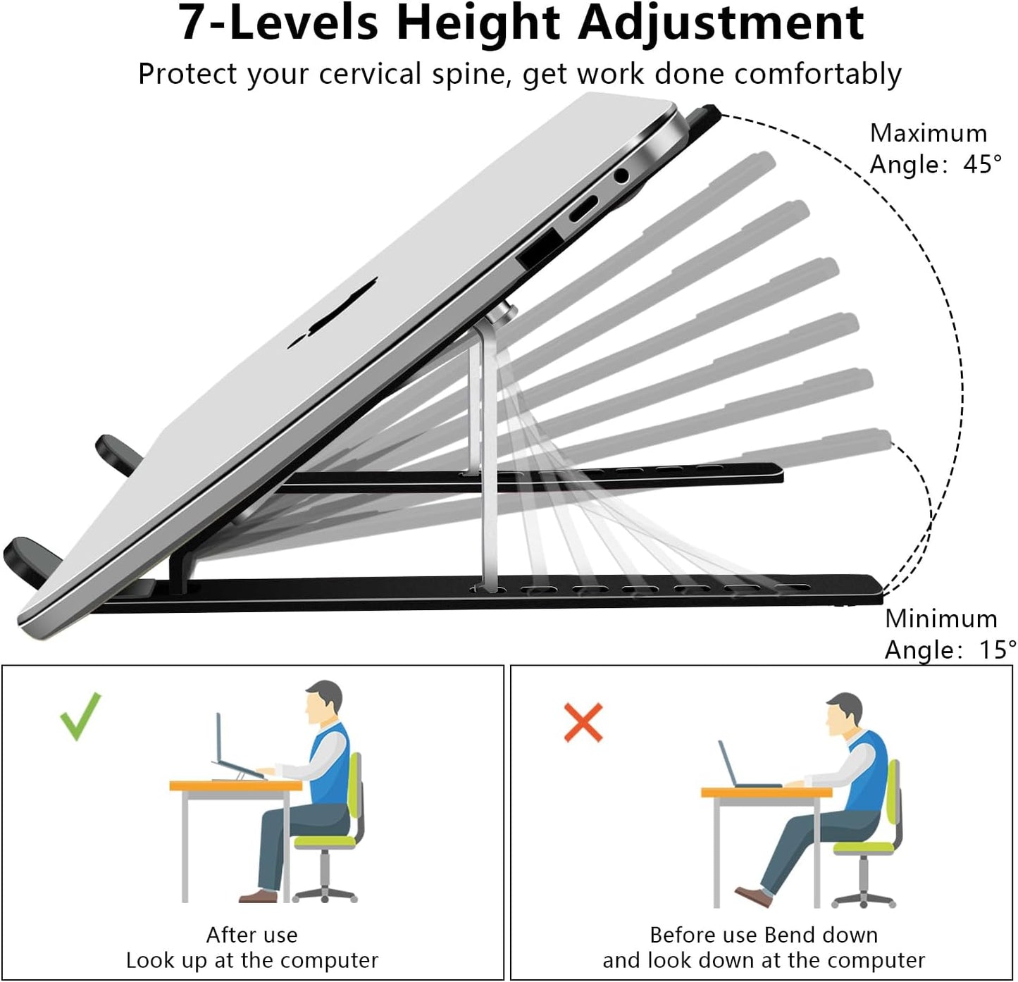 Laptop Stand, Computer Tablet Stand, Adjustable Aluminum Foldable Portable Laptop Holder Riser, Compatible with MacBook Air Pro, Lenovo, HP, Dell, More 10-15.6” Laptops and Tablets (Red)
