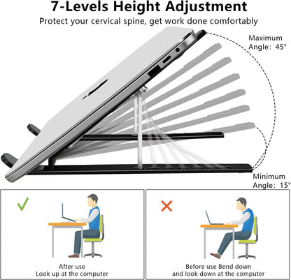 Laptop Stand, Computer Tablet Stand, Adjustable Aluminum Foldable Portable Laptop Holder Riser, Compatible with MacBook Air Pro, Lenovo, HP, Dell, More 10-15.6” Laptops and Tablets (Red)