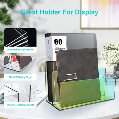 Boloyo Acrylic File Holder,1PC 2 Sections Clear File Organizer Mail Letter Sorter Desktop Folder Holder for Home Office School Envelope Bill Filling Paper Document