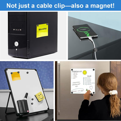 Wanheart Magnetic Cord Holders, Magnetic Cable Organizer for Desk – Multipurpose Wire Clips for Lightning, USB-C, Micro Chargers, Attach to Magnetic Surface – Office & Home Use (6 Round Clips)