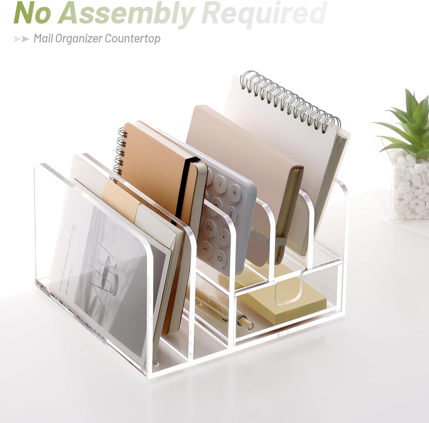 SANRUI 3 Compartments Mail Organizer Letter Holder for Desk ,Vertical Letter Holder,File Sorter Acrylic Desk Organizer Office Supplies,Clear
