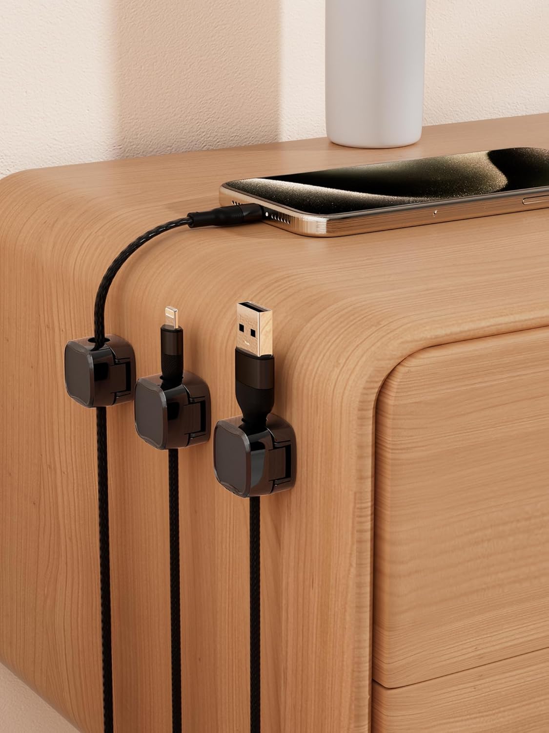 Magnetic Cable Clips, Adjustable Cord Holder Management, Adhesive Wire Keeper Organizer for Home Office Desk Phone PC Car Wall Desktop Nightstand Appliance (9-Pack Black Crystal)