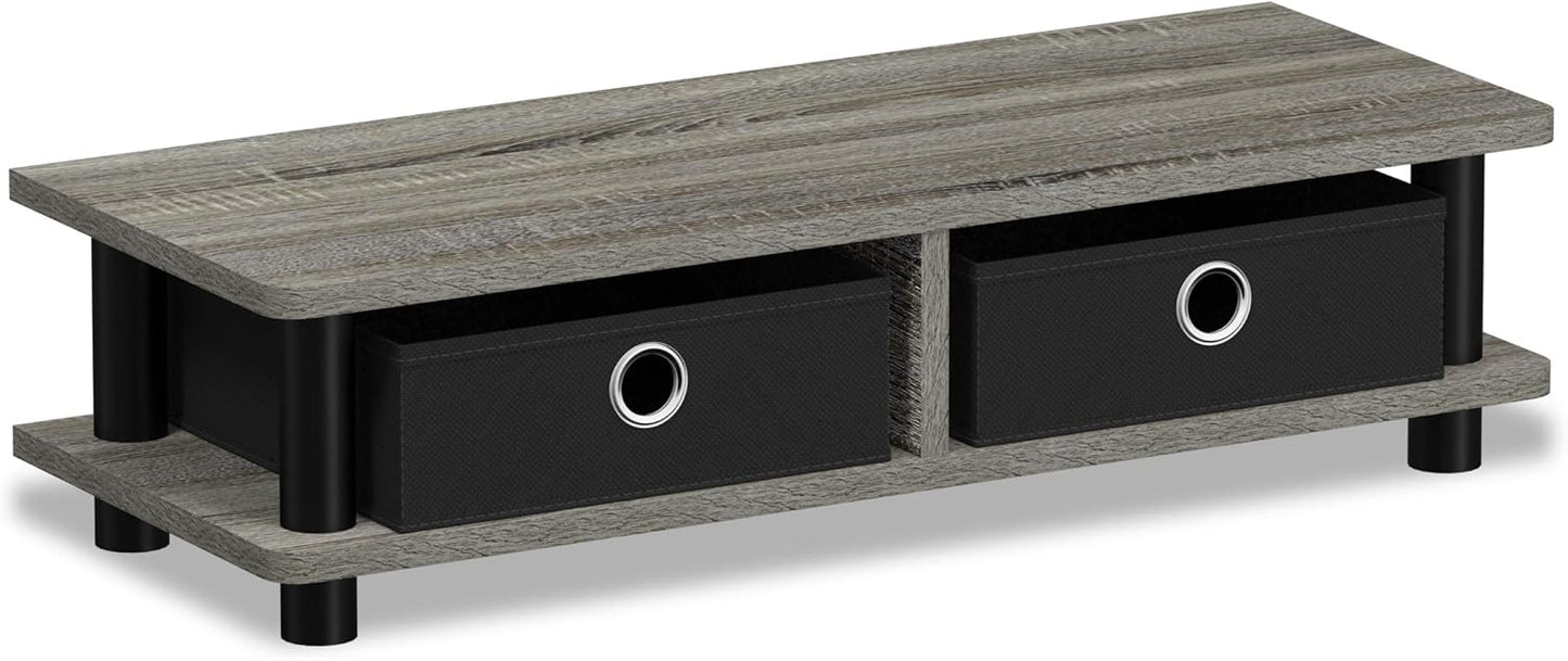 Furinno Turn-N-Tube Corner Monitor Riser Stand with Stainless Steel Tubes, Americano