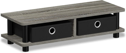 Furinno Turn-N-Tube Corner Monitor Riser Stand with Stainless Steel Tubes, Americano