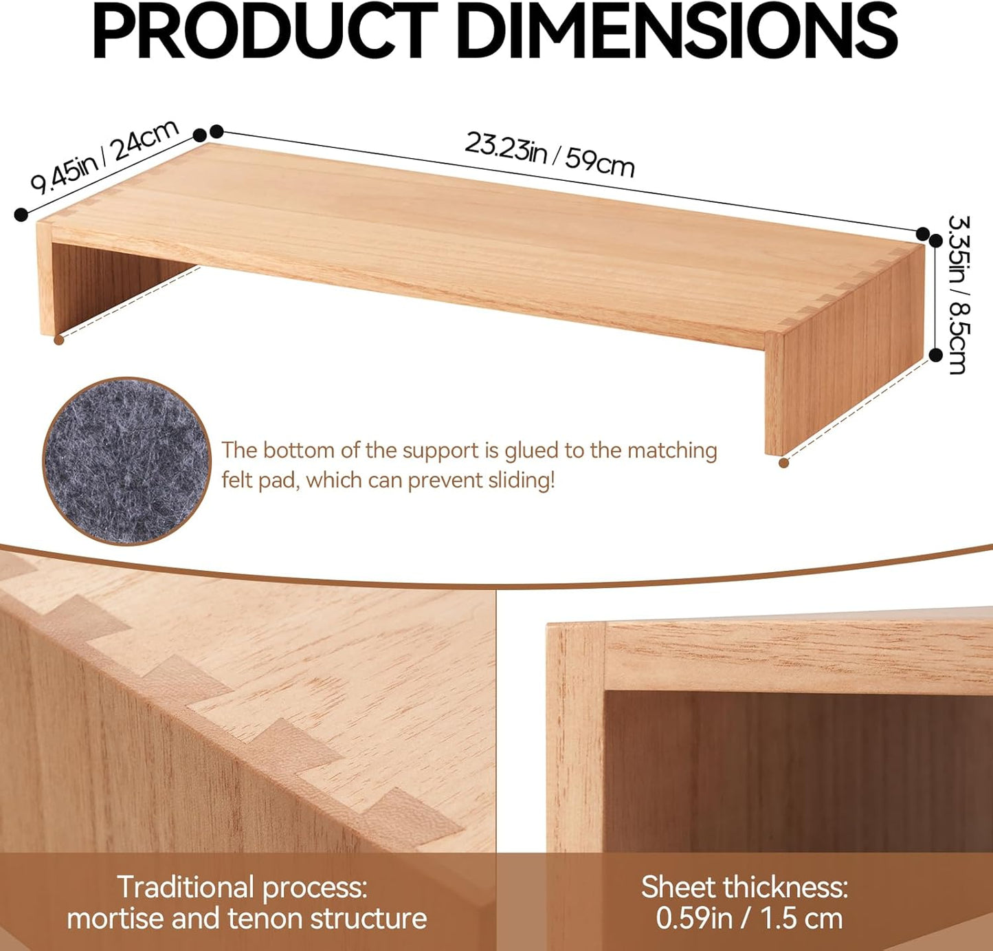 KIRIGEN Monitor Stand Wooden - Desk Stand Wood for Computer/Laptop/TV Printer - Monitor Arms & Stands Desk Riser for Office Desktop Workspace Organizers Platforms Stands (39,Dark Brown)
