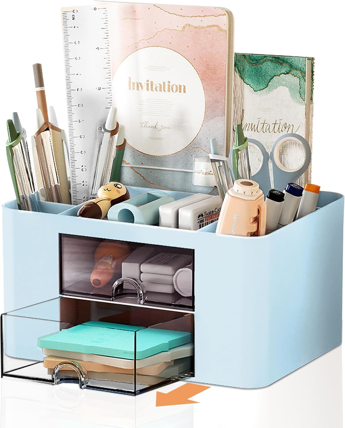 Cayxenful Pencil Holder For Desk,5 Slots 360°Degree Rotating Desk Organizers And Accessories,Desktop Storage Stationery Supplies Organizer, Cute Pencil Cup Pot For Office, School, Home (B-White)