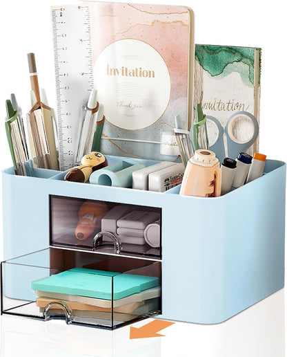 Cayxenful Pencil Holder For Desk,5 Slots 360°Degree Rotating Desk Organizers And Accessories,Desktop Storage Stationery Supplies Organizer, Cute Pencil Cup Pot For Office, School, Home (B-White)