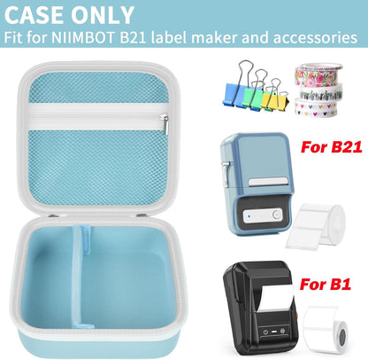 ALKOO Case Compatible with NIIMBOT B21 / B1 Label Maker Wireless Thermal Label Printer, Holder for Inkless Label Maker & Labeling Tapes Refills, with Mesh Pocket for Cable Accessories (Purple)