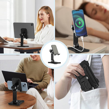Foldable Phone Stand Desk for Samsung Galaxy S26 S25 Ultra Plus S23 S24 A14 A54 5G A15 A13 A53 S22 S21 FE S20 A03s A23,iPad iPhone 16 15 Cell Phone Holder Height Adjustable Tablet Cradle Desktop Dock