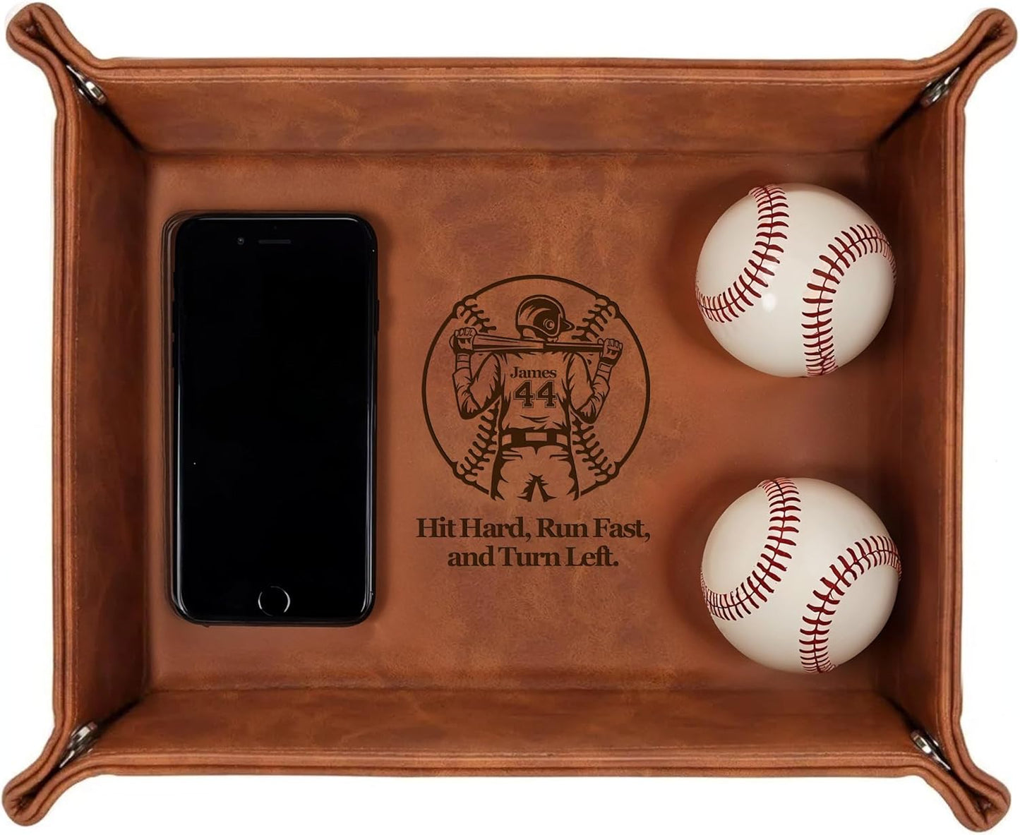 Personalized Engraved Leather Tray for Men with Engraved Name, PU Leather Valet Organizer for Dad, Custom Gift for Him, Custom Catchall Tray for Desk, Office, Accessories Travel Organizer for Men