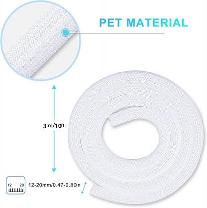 AGPTEK White Cable Sleeve, 2 Pack 5ft - 1.2 Inch Cable Management, Desk Cord Cover Organizer Wire Hider for Computer TV Wire Loom Tubing, Pet Proof Cord Protector from Cat Dog Chewing, White