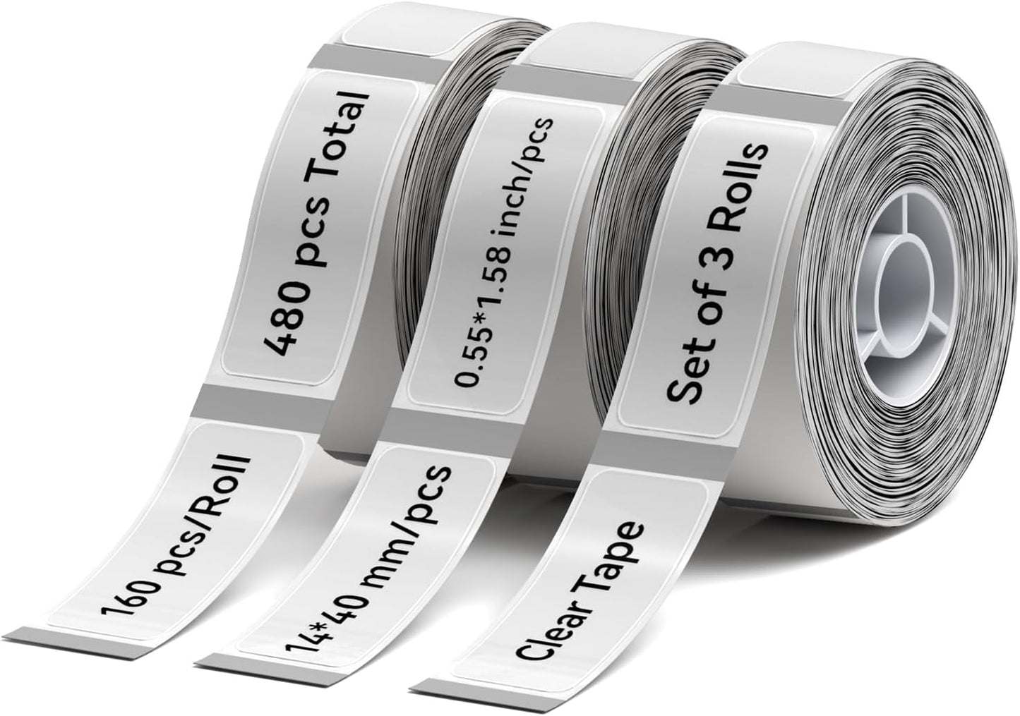 NIIMBOT D11 Label Tape D110 Label Maker Papers 3Rolls Cable Labels, Self-Adhesive Labeling Tape 0.47" X 4.29" (12 X 109mm) Cable Label Refills for Home Office Circuit Box, 195 Labels/3Rolls, White