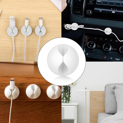 cobee 9 Pcs Adhesive Cable Clips, Charger Cord Holder for Nightstand, Cable Management Wire Cord Organizer for Desk, Nightstand, Phone Charger, Computer, Home, Office, Car(White)