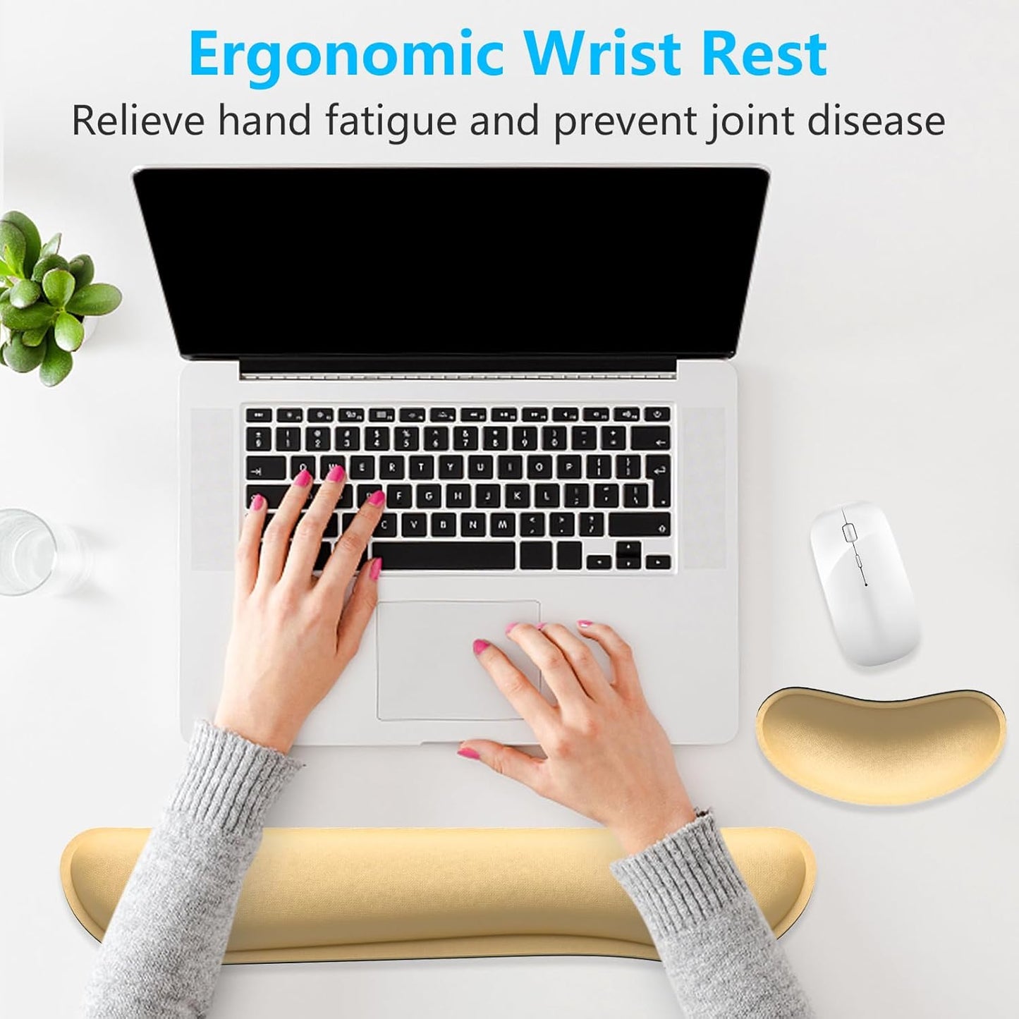 Dapesuom Enlarge Keyboard Wrist Rest, Cute Memory Foam Keyboard Wrist Cushion for Computer Desk Mats Support, Typing Pain Relief Ergonomic Mouse Pad Rests with Non-Slip Base for Gaming, Laptop, Purple