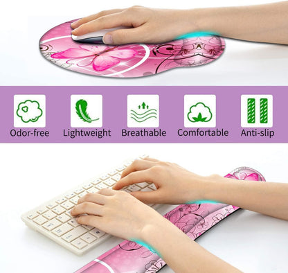 RICHEN Ergonomic PU Leather Keyboard Wrist Rest and Mouse Pad with Wrist Support, Memory Foam Set for Computer/Laptop,Gaming and Office, Comfortable for Easy Typing & Pain Relief (PU Brown)