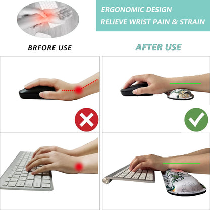 Keyboard Wrist Rest Mouse Wrist Support Set, Memory Foam Wrist Rest Pad for Computer Laptop Keyboard Mouse, Ergonomic Wrist Cushion Support for Typing Pain Relief, Gaming Home Office, Purple