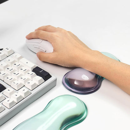 Ergonomic Gel Keyboard and Mouse Wrist Rest Set – Clear Wrist Rest for Computer Keyboard 60%/68%/75%, Comfort & Support for Typing and Gaming (Grey Purple)