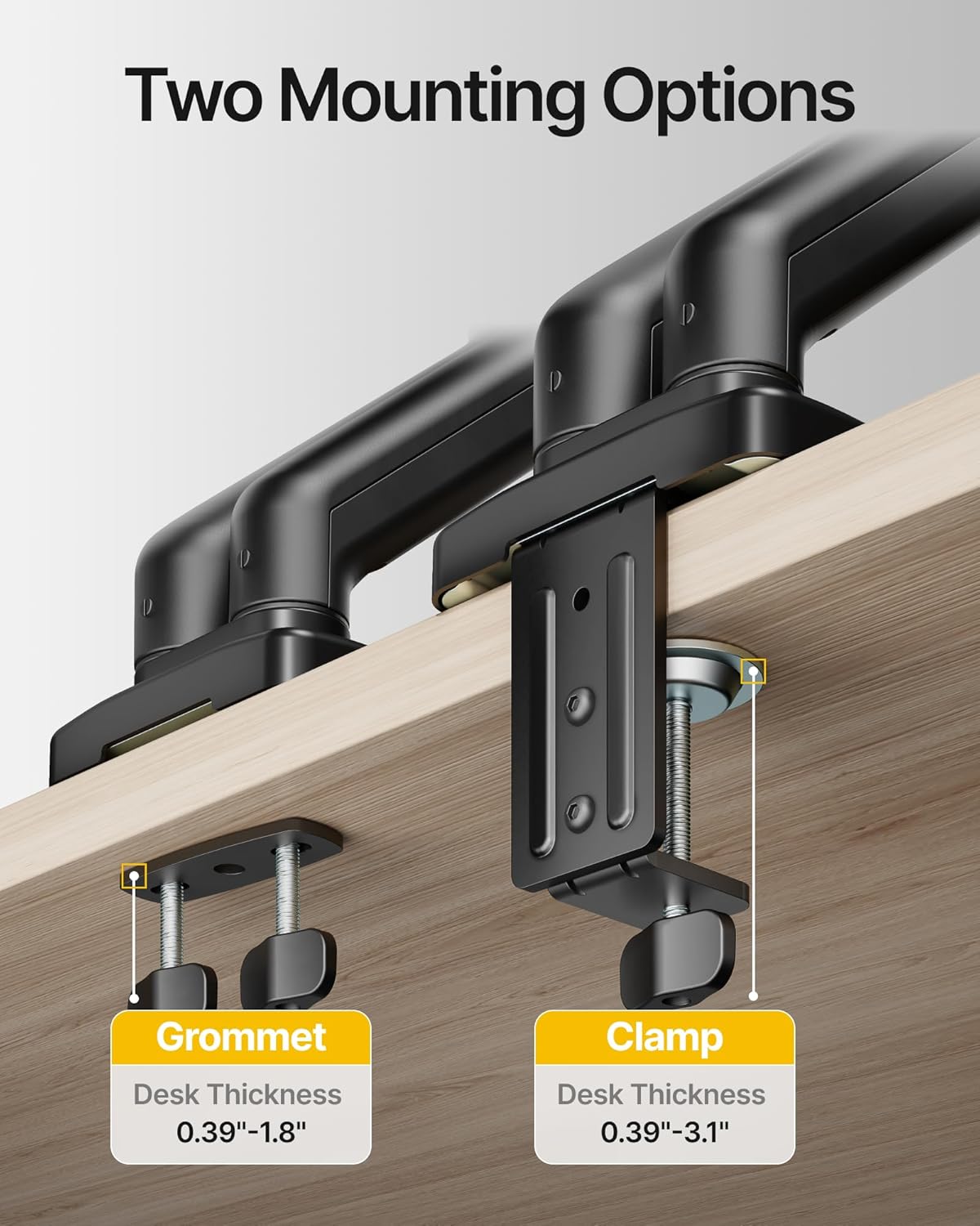 monTEK Laptop Arm Mount for Desk, 2-in-1 Monitor & Laptop Stand with Adjustable Laptop Tray, Fits Max 18" Notebook and 32" Screen, Aluminum Single Monitor Holder with VESA 75/100, Clamp/Grommet, Black