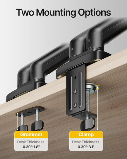 monTEK Laptop Arm Mount for Desk, 2-in-1 Monitor & Laptop Stand with Adjustable Laptop Tray, Fits Max 18" Notebook and 32" Screen, Aluminum Single Monitor Holder with VESA 75/100, Clamp/Grommet, Black