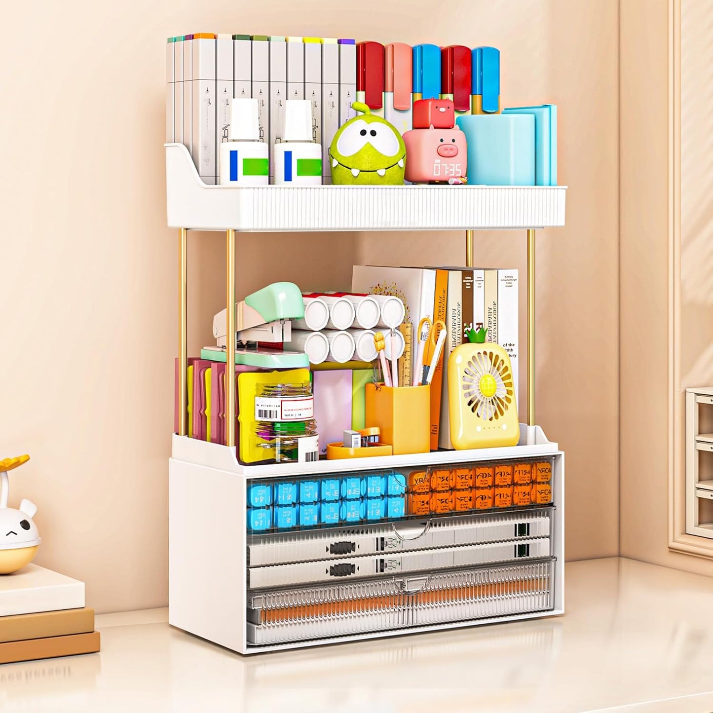 caktraie 12.2" W Makeup Organizer Drawers - 5 Tiers Bathroom Counter Organizer, Cosmetic Storage Drawer for Dresser Countertop and Bathroom Vanity for Large Skincare, Perfume, Clear