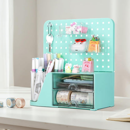 Comix 360° Rotating Pen Holder for Desk, Cute Pencil Holder Pen Organizer, Beige Acrylic Pencil Cup Caddy with 5 Slots for Home School Office Supplies