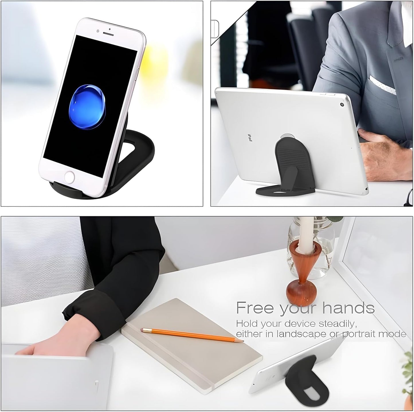 [3-Pack] Cell Phone Stand for Desk, Portable Foldable iPhone Stand Holder Stand, Adjustable Multi-Angle Desktop Cradle for New iPhone 17 16 15 14 Pro Max, Tablet, Travel Airplane Essentials, FaceTime
