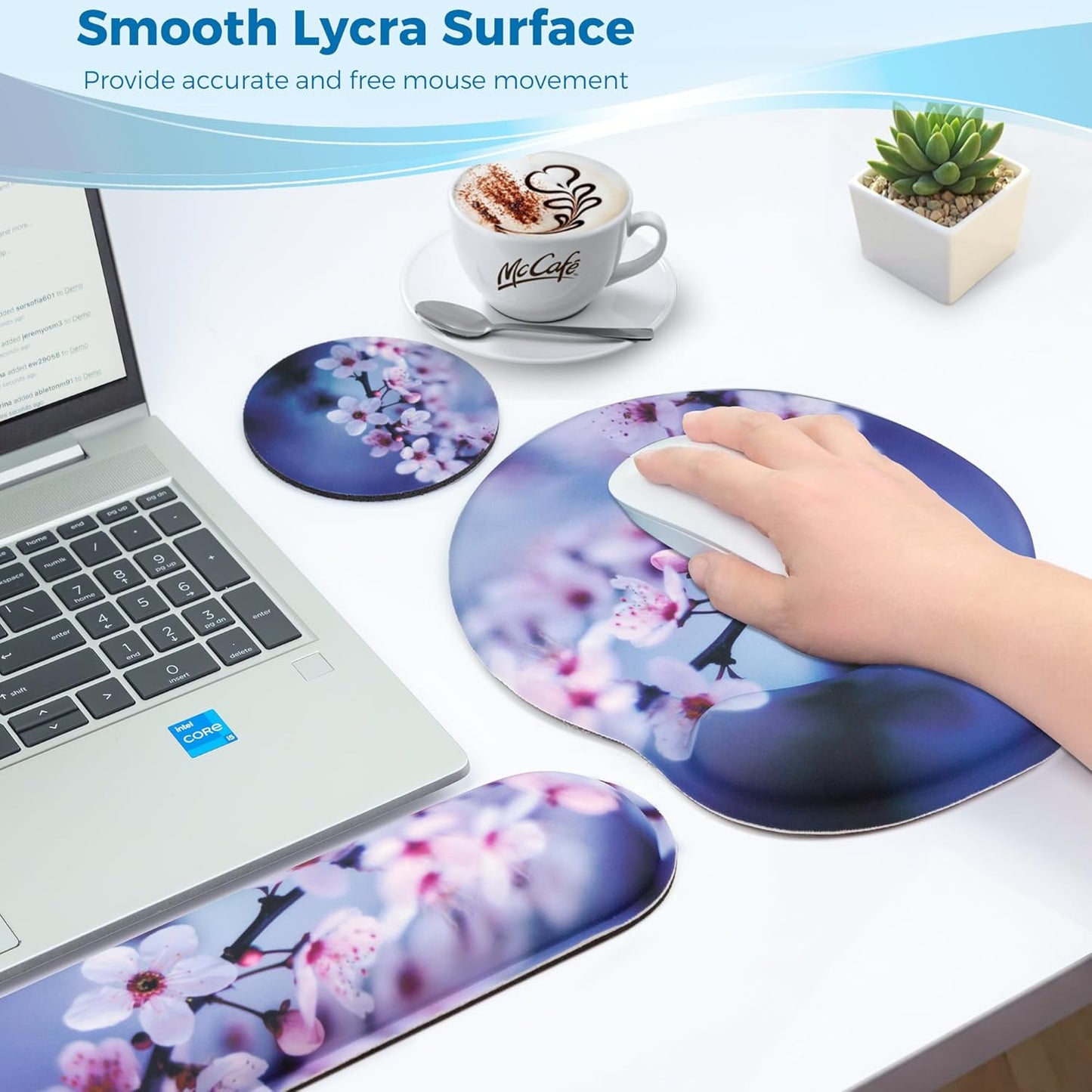 Mouse Pad and Keyboard Wrist Rest Support, with Non-Slip PU Base,Gel Mouse Pad with Coaster,Pain Relief for Gaming, Computer,Office -Beach