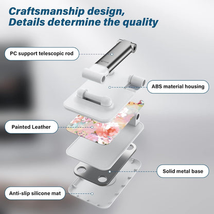 Desk Cell Phone Stand - Adjustable Angle-iPad Holder, Universal Compatible Phone Holder for Desk