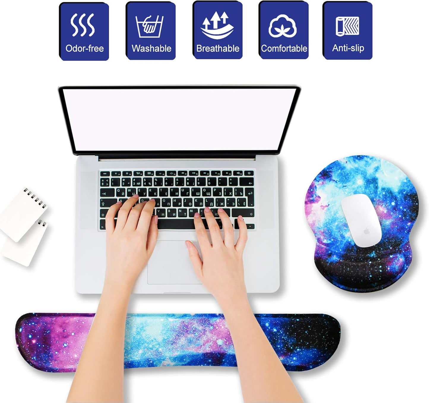 ArtSo Upgraded Wrist Rest Support for Mouse Pad & Keyboard, Ergonomic Gel Mousepad Non-Slip Rubber Base Home,Office Pain Relief, Easy Typing Cushion Neoprene, Soft Memory Foam, Purple Heart Butterfly