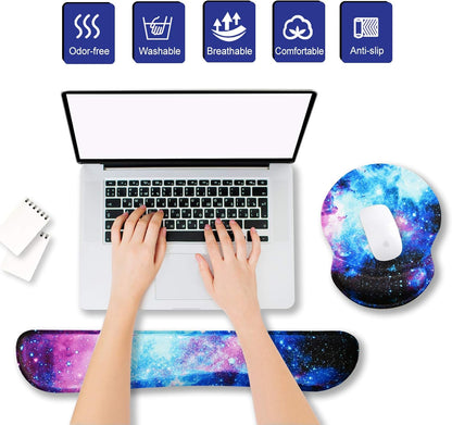 ArtSo Upgraded Wrist Rest Support for Mouse Pad & Keyboard, Ergonomic Gel Mousepad Non-Slip Rubber Base Home,Office Pain Relief, Easy Typing Cushion Neoprene, Soft Memory Foam, Purple Heart Butterfly