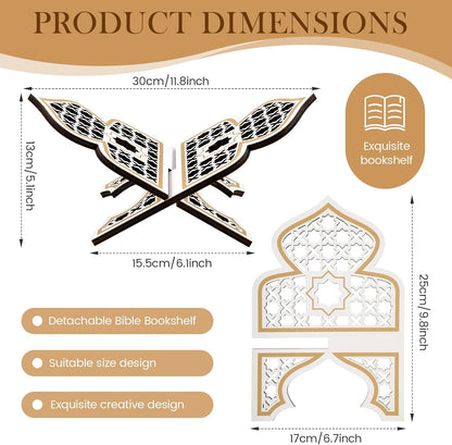 Weysat Quran Stand Bible Stands for Reading Quran Bible Holder Rehal Wooden Carved Eid Decorative Book Shelf Islamic Rehal Gift for Reading Religious Texts Durable Support