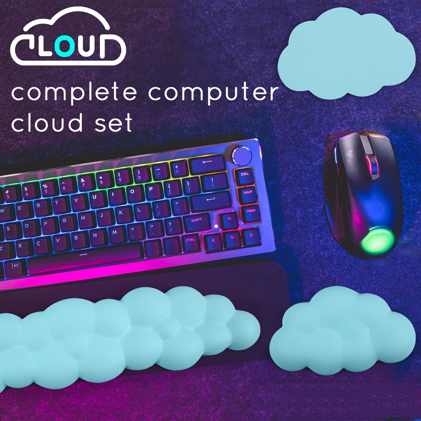 Cloud Wrist Rest for Computer Keyboard Arm Wrist Rest with Non-Slip Base Extended Wrist Rest Ergonomic Memory Foam for Keyboard and Mouse Typing Pain Relief, Office, Gaming, Computer