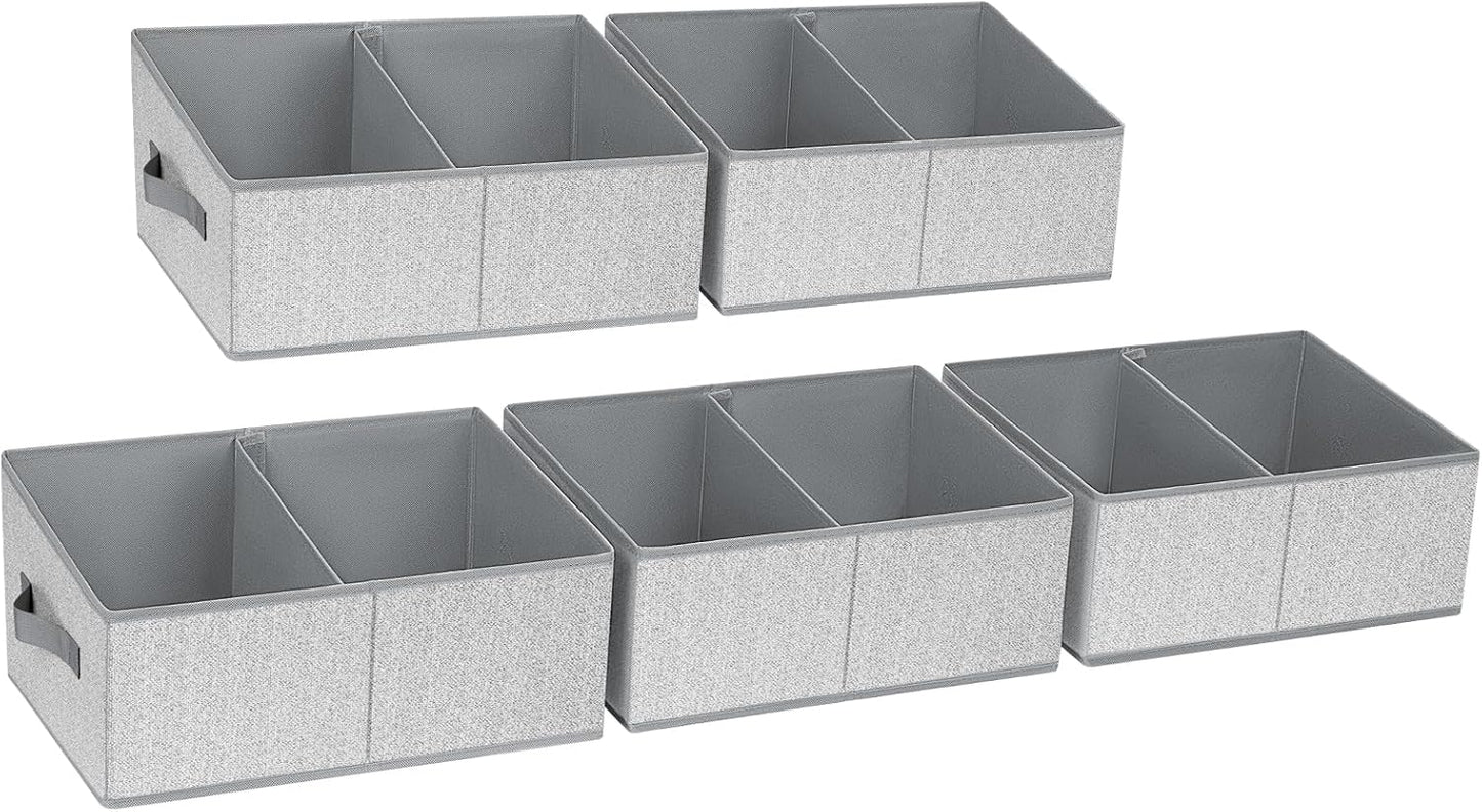 DIMJ Closet Storage Bins, 6 Pack Storage Baskets for Shelves, Foldable Closet Organizer with Handle, Linen Closet Organizers and Storage for Clothes, Toys, Towel, Books (Black)