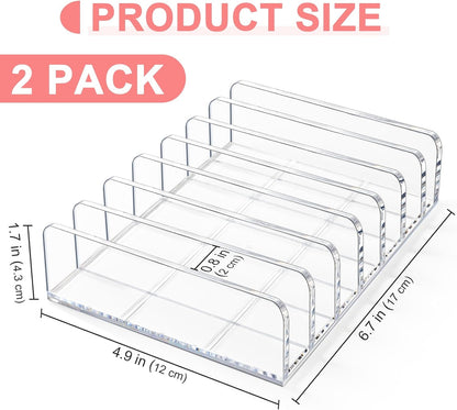 Vowcarol 2 Packs Acrylic Mail Organizer 7 Slots Cash Tray for Desk - 7 Slots File Organizer Clear Desktop Bill Divider Holder, Envelope Holder, Transparent Countertop Mail Holder