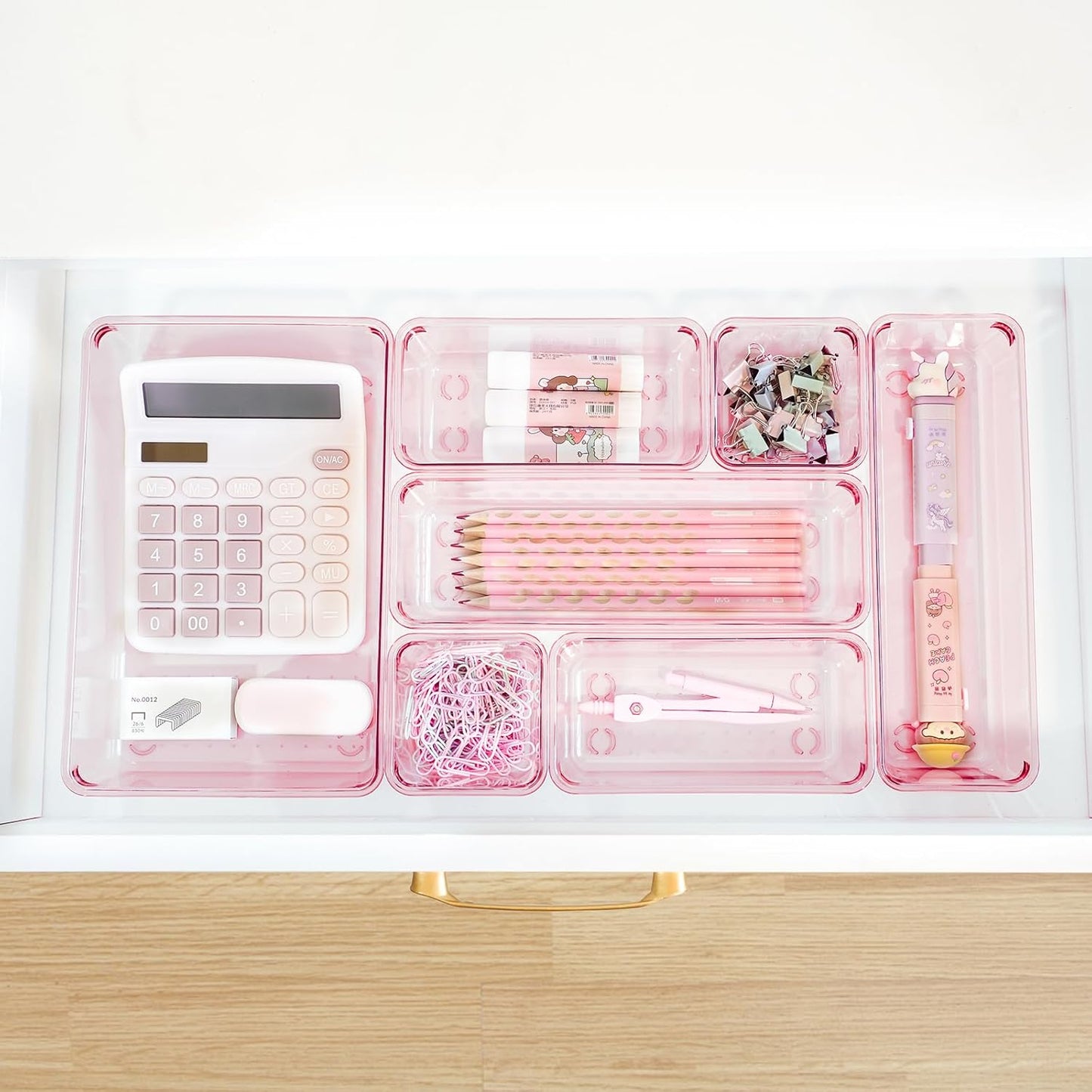 Clear Acrylic Drawer Organizers Set Storage for Makeup, Office Desk Small Vanity Trays for Drawer Bathroom Plastic Make up Organizers 25 Pcs