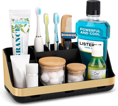 GFWARE Bathroom Organizers and Storage - Detachable 7 Slots Kids Electric Toothbrush and Toothpaste Holde Drainage for Bathroom Accessories Organization Counter Vanity Storage
