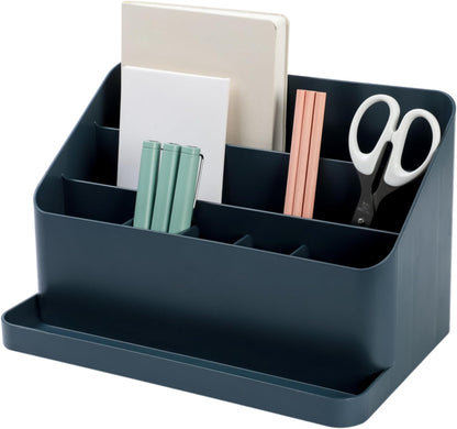 BLUE GINKGO Desk Holder – Korean-Made Office Organizer for Pencils, Pens, Notes, and Desk Supplies (White)