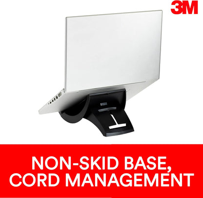 3M Vertical Notebook Computer Riser With Cable Management, 9" X 12" X 6.5" To 9.5", Black/charcoal Gray, Supports 20 Lbs