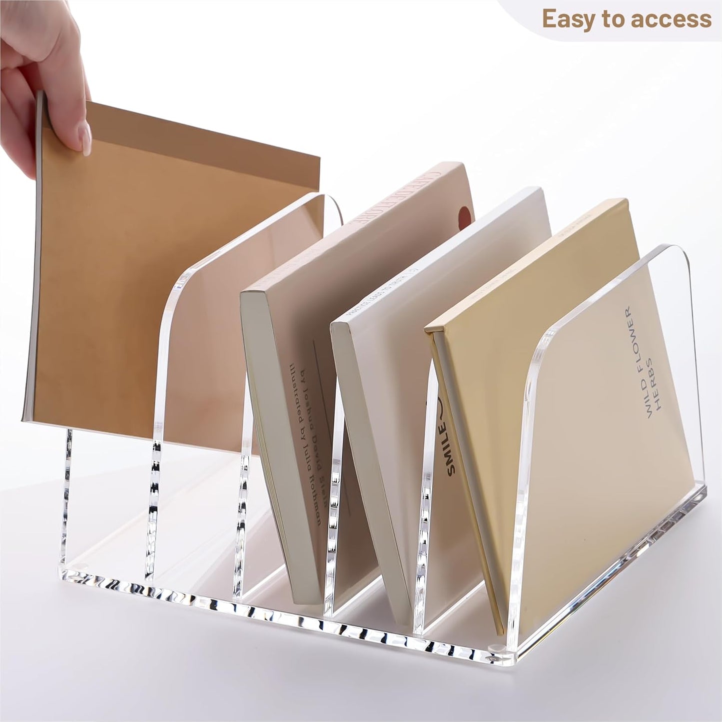 YUXUN Clear Acrylic Desktop File Sorter Organizer,Upright File Organizer, 3-Section Bookshelf for Home Office & Classroom