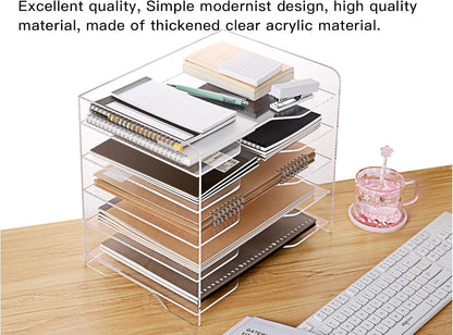 HeZone Paper Organizer Letter Tray, Clear Acrylic Paper Tray, School Teacher Office Supplies Organization, Stackable Desk File Organizer, Classroom Decor and Accessories-2 Pack…
