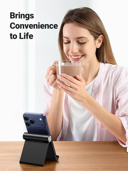 UGREEN Cell Phone Stand Holder for Desk Adjustable Compatible with iPhone 13 12 Pro Max 11 SE XS XR 8 Plus 6 7 Galaxy Note20 S20 S10 S9 S8 Foldable Black