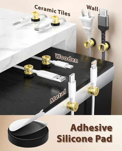 Viaky Magnetic Cord Holder Charger Holders for Cords Metal Cable Management Adhesive Cable Clips Office Desk Accessories Wire Holder Organizer Neatly for Nightstand Office Car Desk(3 Pack)