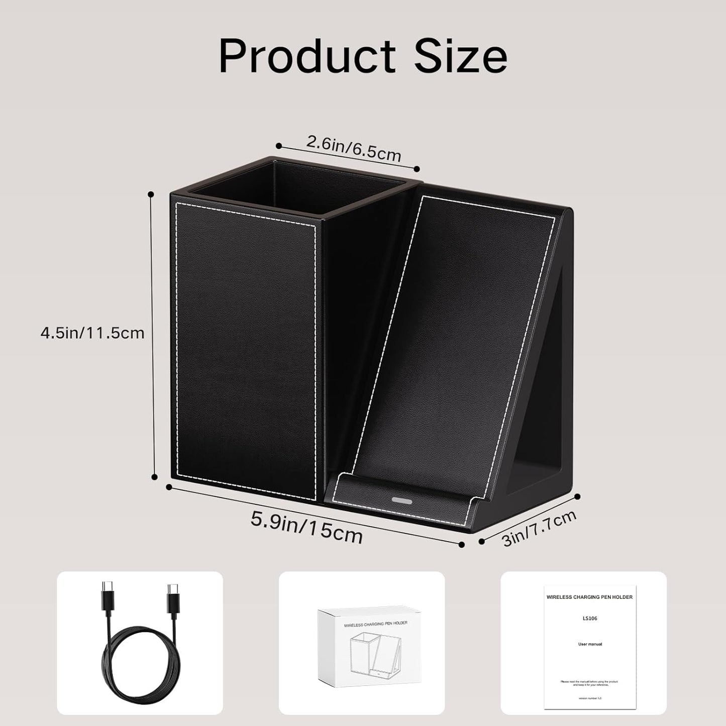 Multi-Functional Pencil Holder for Desk, Desk Organizers and Accessories with 4 Compartments for Office Art Supplies,Desk Phone Stand Charger for Desktop/Counter,Wihte Office Storage for Pens, Keys