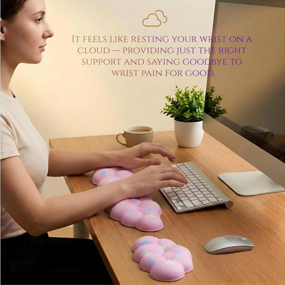 Cloud Wrist Rest Set for Keyboard and Mouse, Includes Cute Coaster, with Computers and Laptops（Purple Star Set）