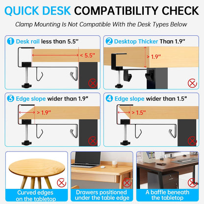 Under Desk Cable Management Tray No Drill, 36" Clamp Mount Under Desk Cord Organizer for Standing Desk Cable Management, Fabric Cord Organizer Fabric for Office Home, Black