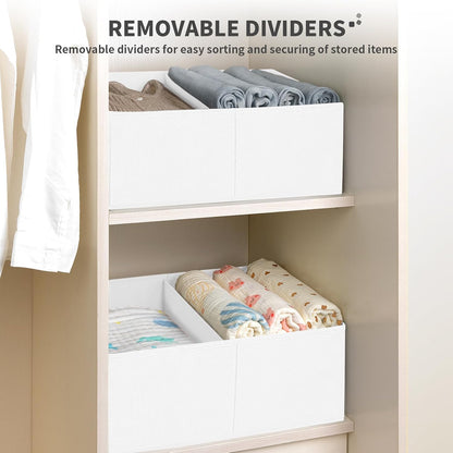DIMJ Closet Storage Bins, 6 Pack Storage Baskets for Shelves, Foldable Closet Organizer with Handle, Linen Closet Organizers and Storage for Clothes, Toys, Towel, Books (Black)